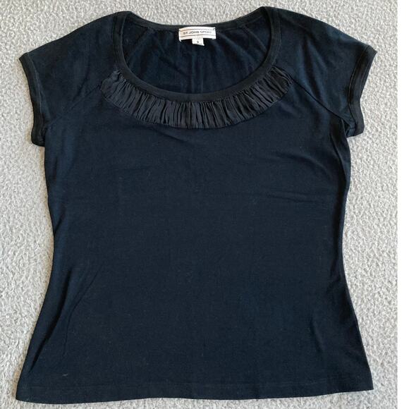 St. John Tops - St. John Sport Top Small Short Sleeve Round Neck Raglan T Shirt Black Classic